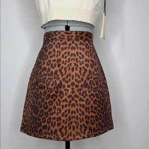Leopard Print Brown Skirt SM - Brand New